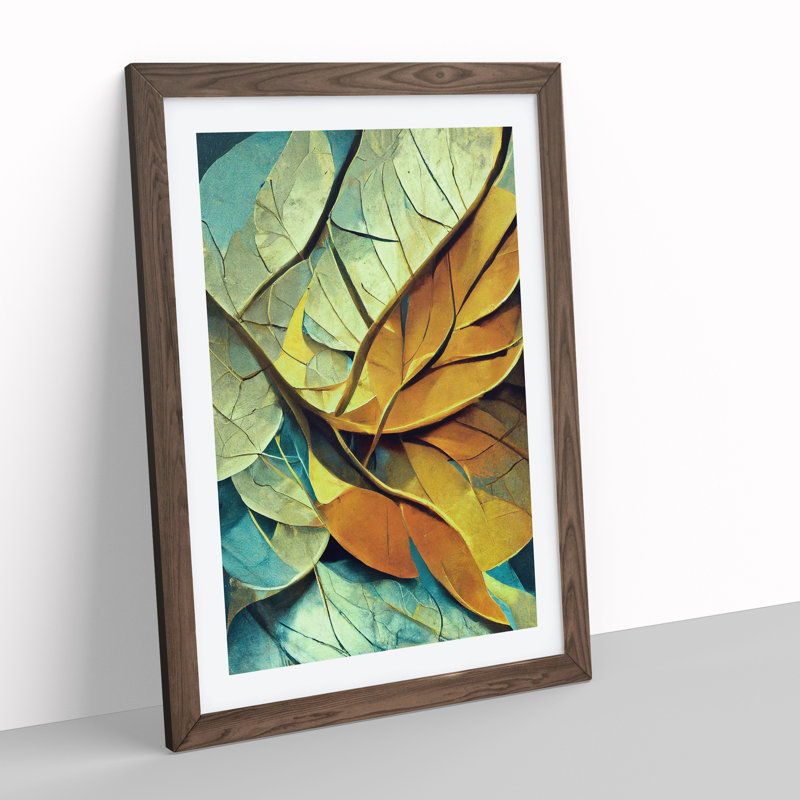Leaf - Framed Print, 46cm H x 34cm W x 2cm D, Walnut