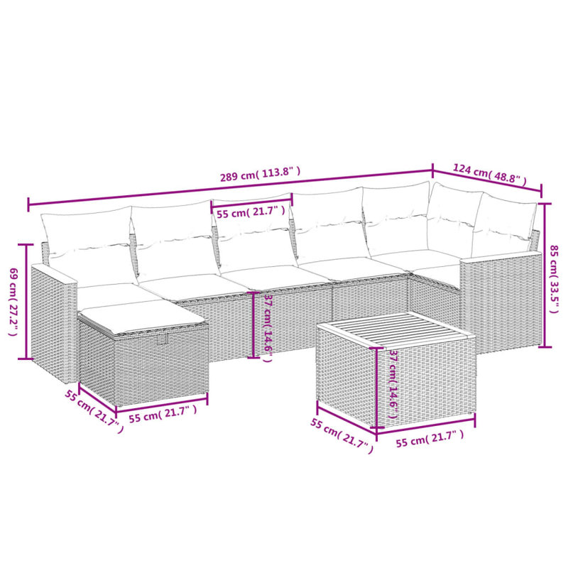 Ensemble de canapé de jardin Vidaxl