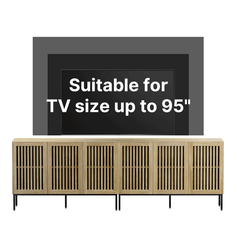 Oak 3-Door Modern Sideboard Buffet Cabinet with Adjustable Shelf
