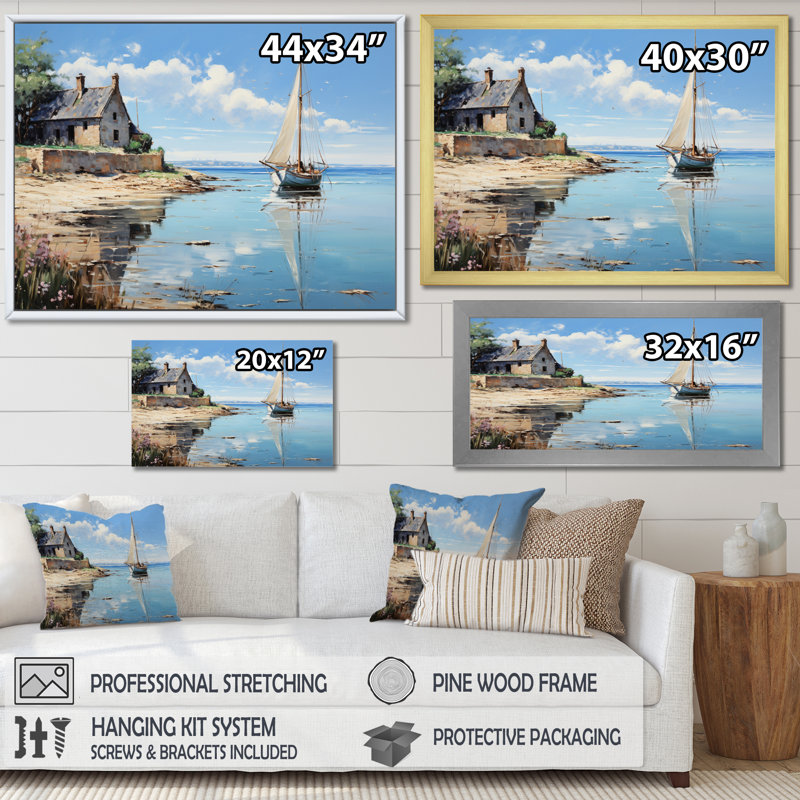 The Normandy Coast By Eugene I - Nautical & Beach Canvas Art Print, H 30 po x l 40 po x P 1,5 po, Cadre photo noir