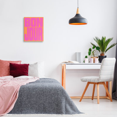 Bonjour, toile rose et orange, design par House of Lulu