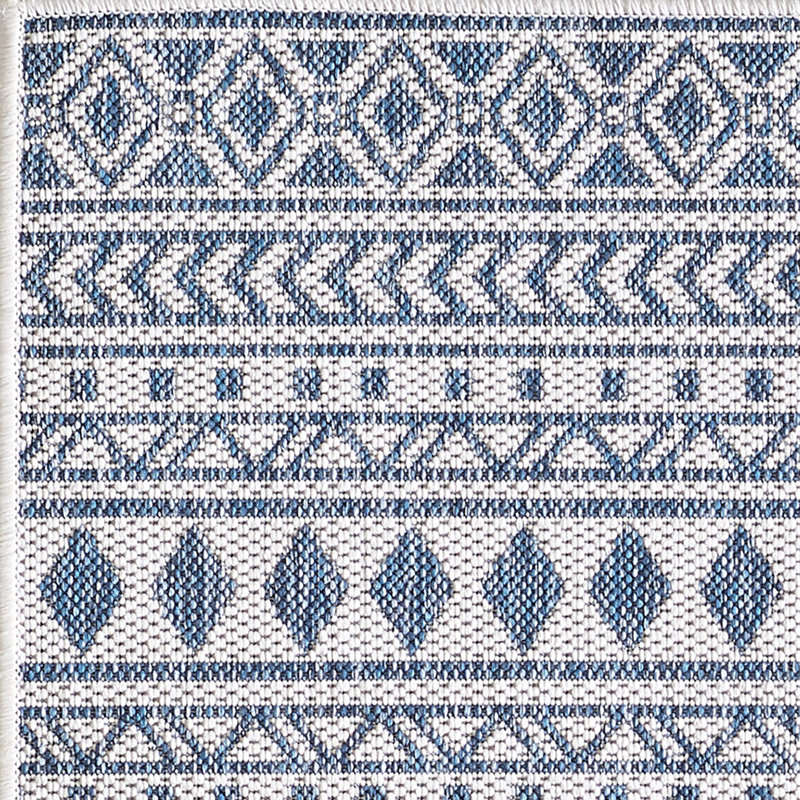 Bethaney Striped Indoor / Outdoor Area Rug, Rectangle 5'3" x 7'7", Ivory/Blue