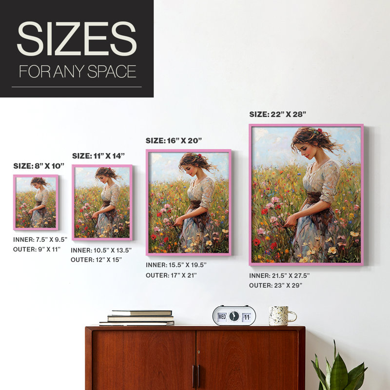 Reproduction encadrée WOMEN Series CCXCVII - bois massif, Rose, H 15 po x l 12 po