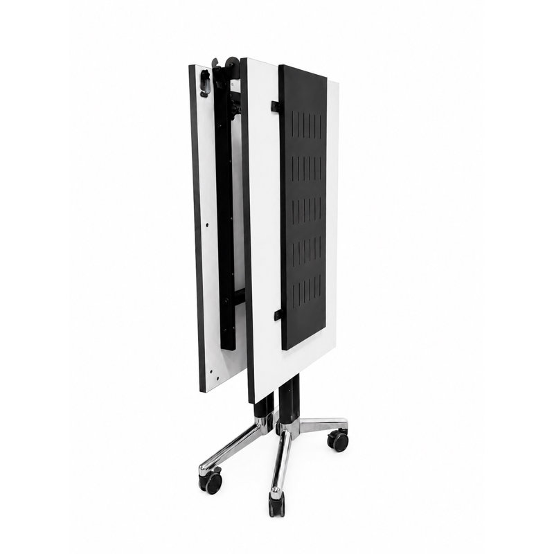 Tables de formation mobiles commerciales avec alimentation intégrée | Ensemble de 5 | Tables gigognes pliables de 80 po | Roulettes verrouillables | Mobilier de salle de conférence et de classe | Blanc | Sièges 10