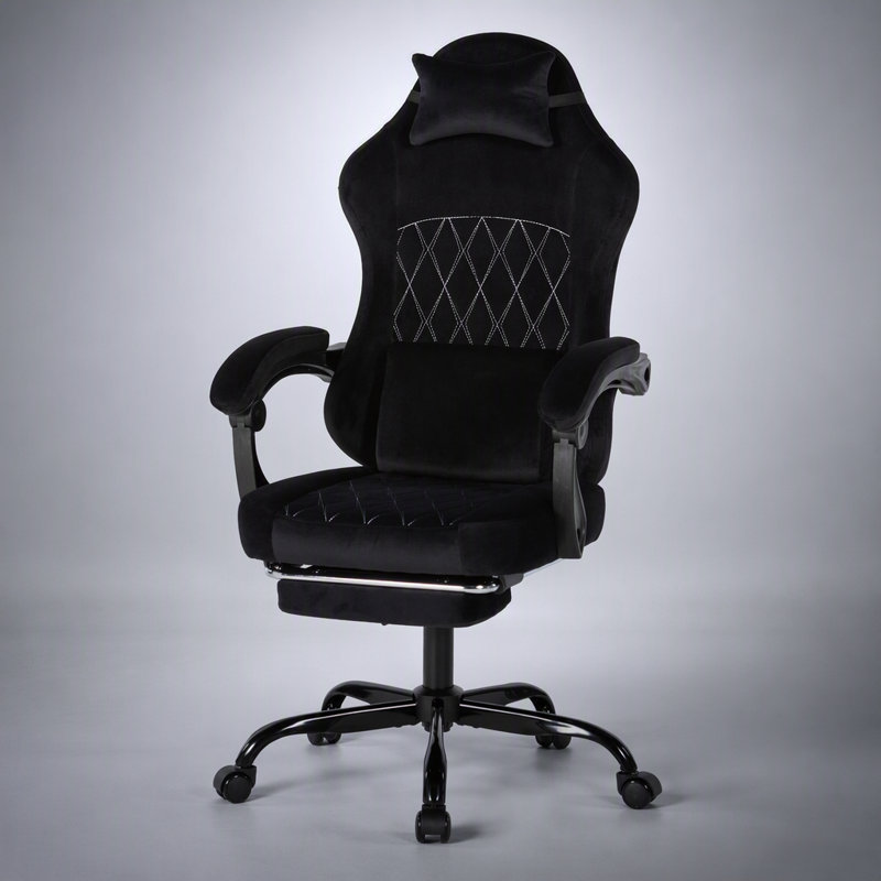 Fauteuil de jeu ergonomique avec soutien lombaire massant, pivotant et réglable en hauteur, dossier inclinable pour un confort et des performances améliorés