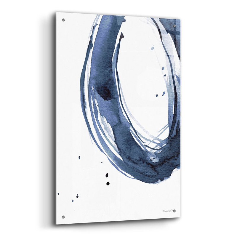 Art mural en verre Ivy Bronx «Bold Blue 2 Dark» par Mercedes Lopez Charro, H 36 po x l 24 po x P 0,2 po