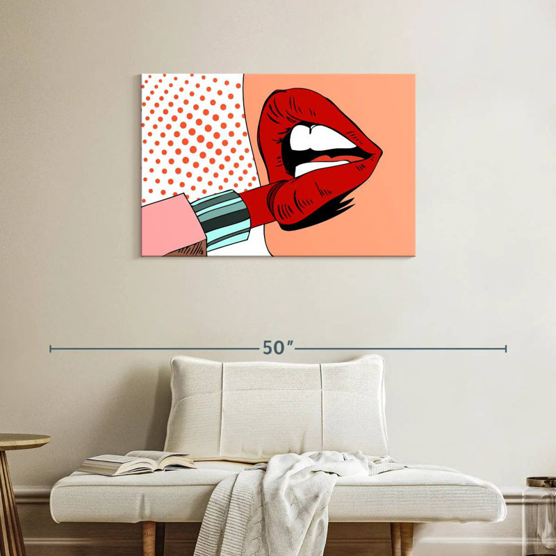 Shuttleworth Retro Pop Red Lips, 24" H x 36" W