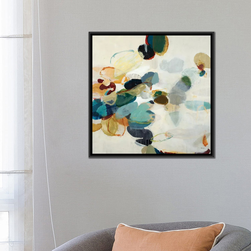 « dispersed pierres », impression sur toile, H 18 po x l 18 po x P 1,5 po, Toile avec cadre noir, Pas de tapis