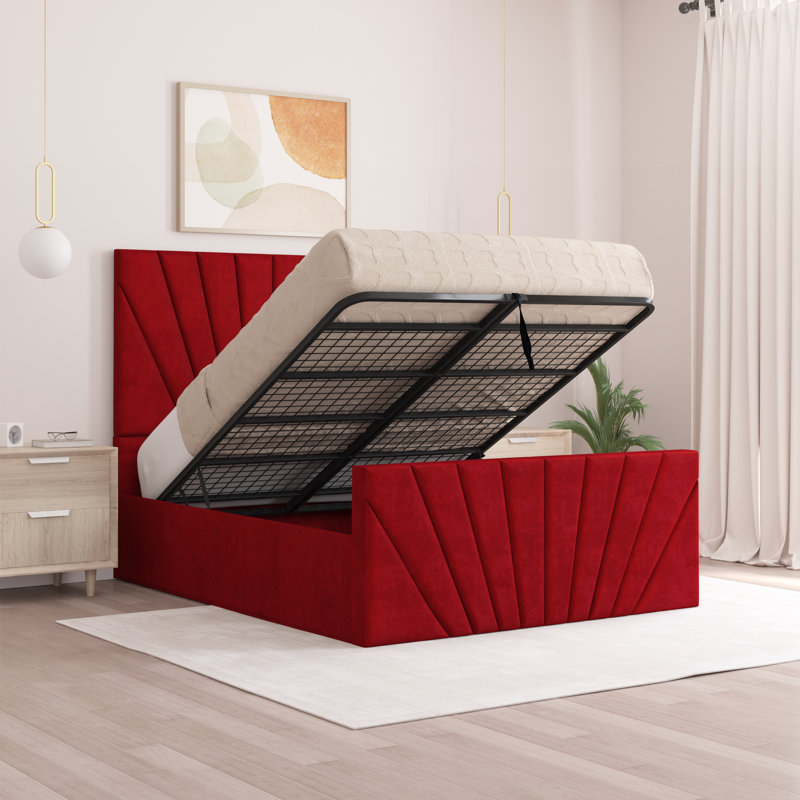 Odolo Upholstered Ottoman Storage Bed, Red, Super King (6')