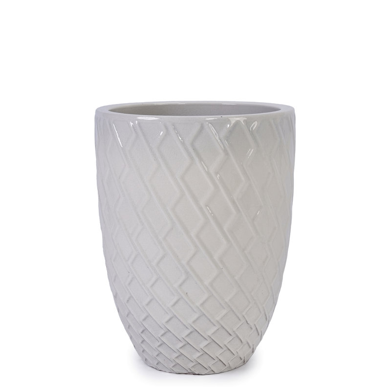 Stylish Planter In Milk White Ceramic For Indoor And Outdoor Use - 16.62" Dimensions, 54.16 Lbs, Heat , Built Drainage, Frost No Assembly Practical Flowerpot With Drainage Patio, Garden, Windowsill