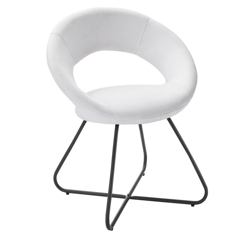 Nouvelle White Velvet Upholstered Side Chair with Metal Legs, Set of 2