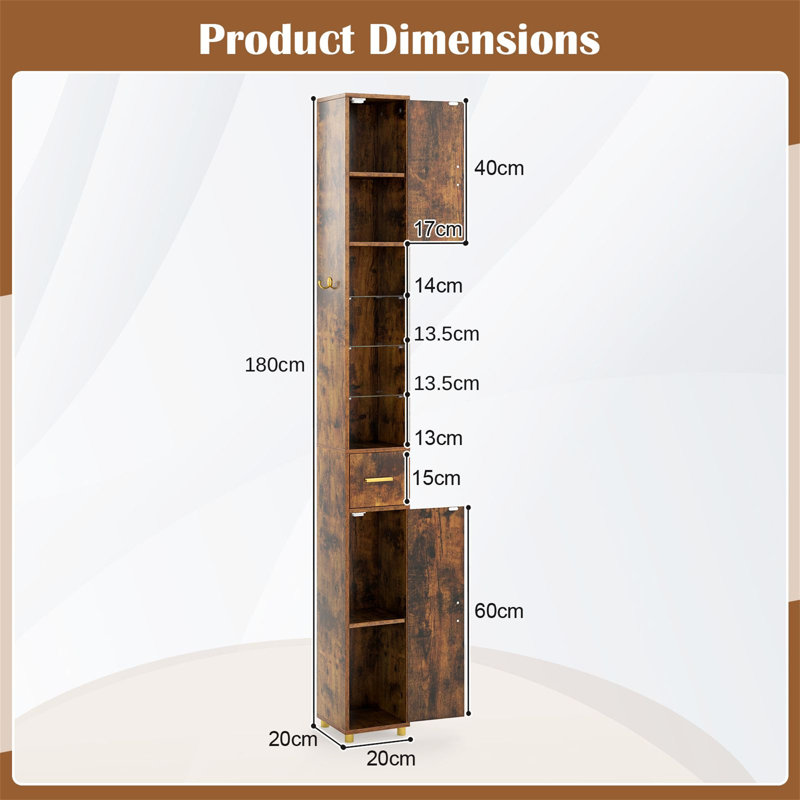 Freestanding Linen Cabinet, Walnut