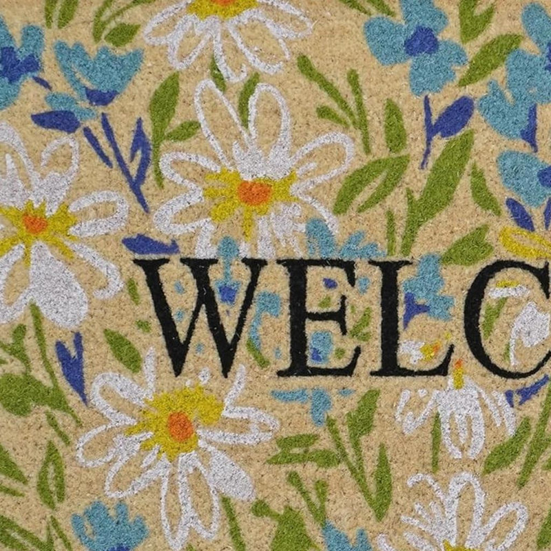 Paillasson 36 po x 72 po brun clair, floral et vert