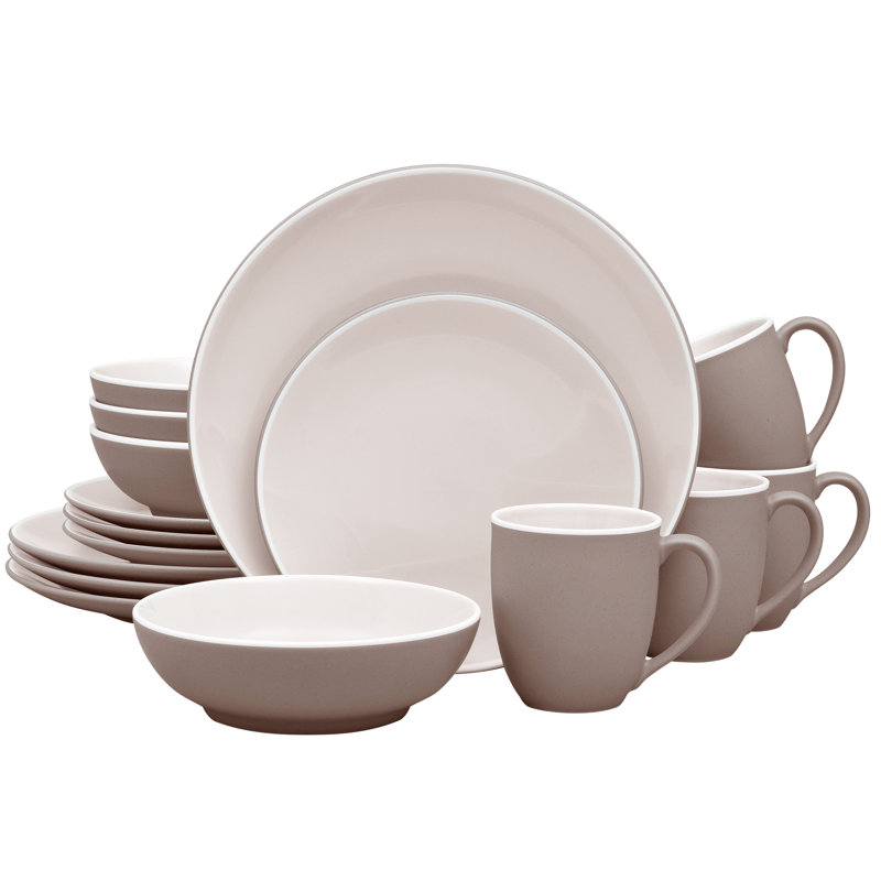 Noritake ColorTrio Coupe 16-Piece Dinnerware Set, Service for 4, Clay