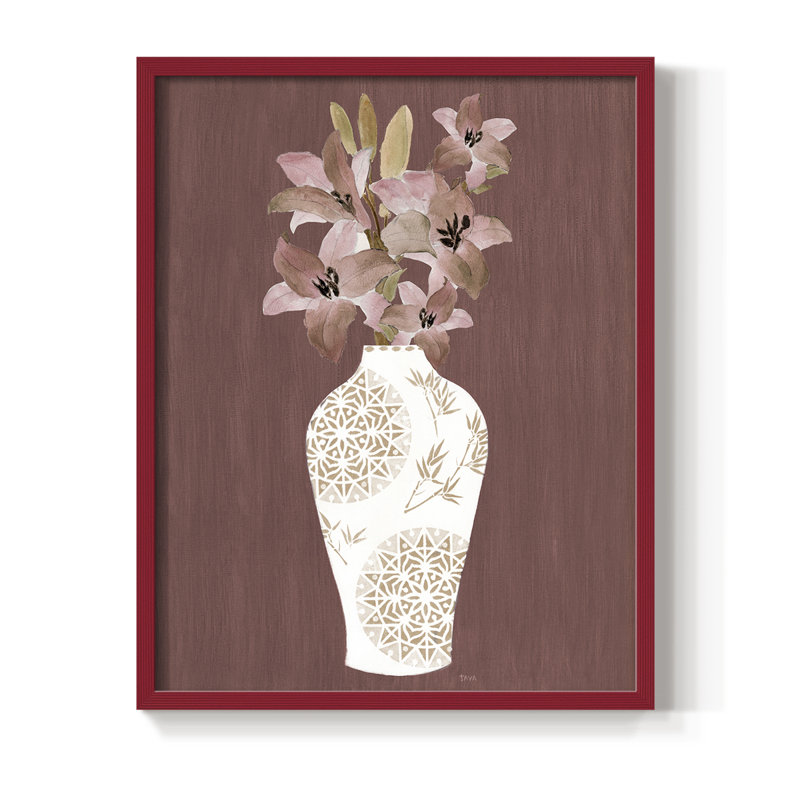 Romantiques fleurs II, reproduction encadrée - bois massif, H 30 po x l 24 po, Rouge