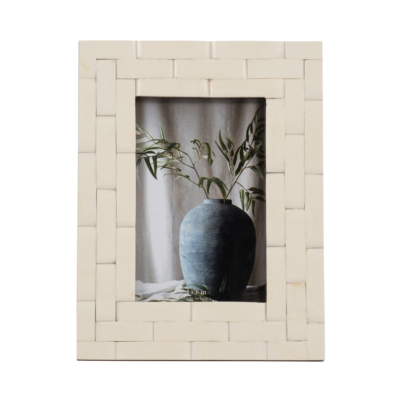 Neutral Textured Tile Resin Ivory Chain Photo Frame, 4" x 6"