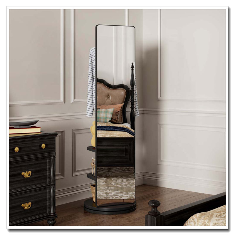 Portemanteau pivotant sur 360 ° avec miroir, Noir