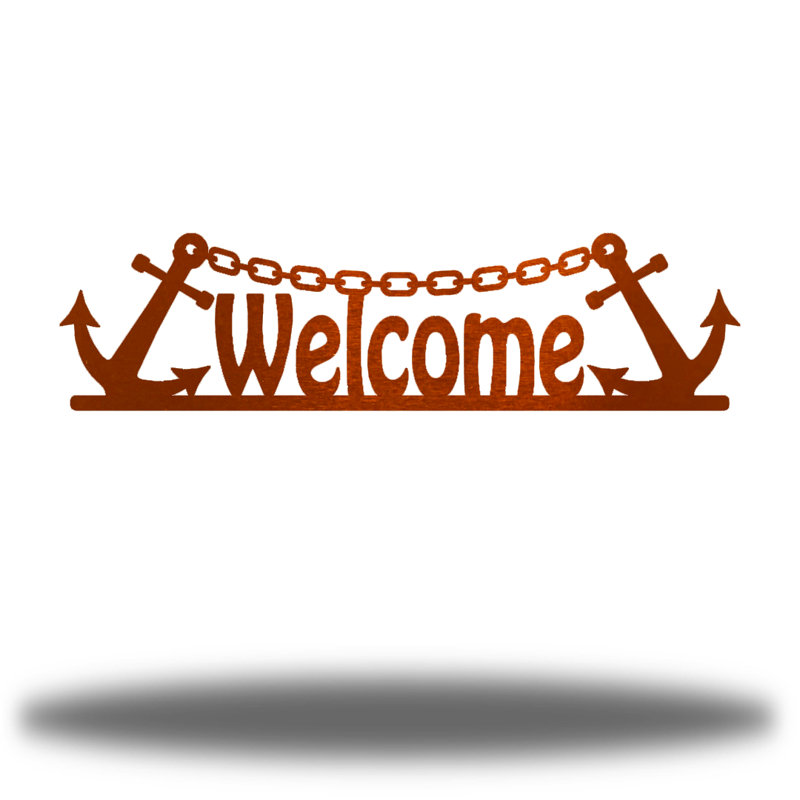 Décoration murale Welcome Anchor, Cuivre, H 7,5 po x l 30 po x P 0,01 po