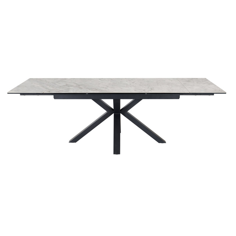 Gerolakkos Extendable Faux Marble Top Metal Base Dining Table, Grey