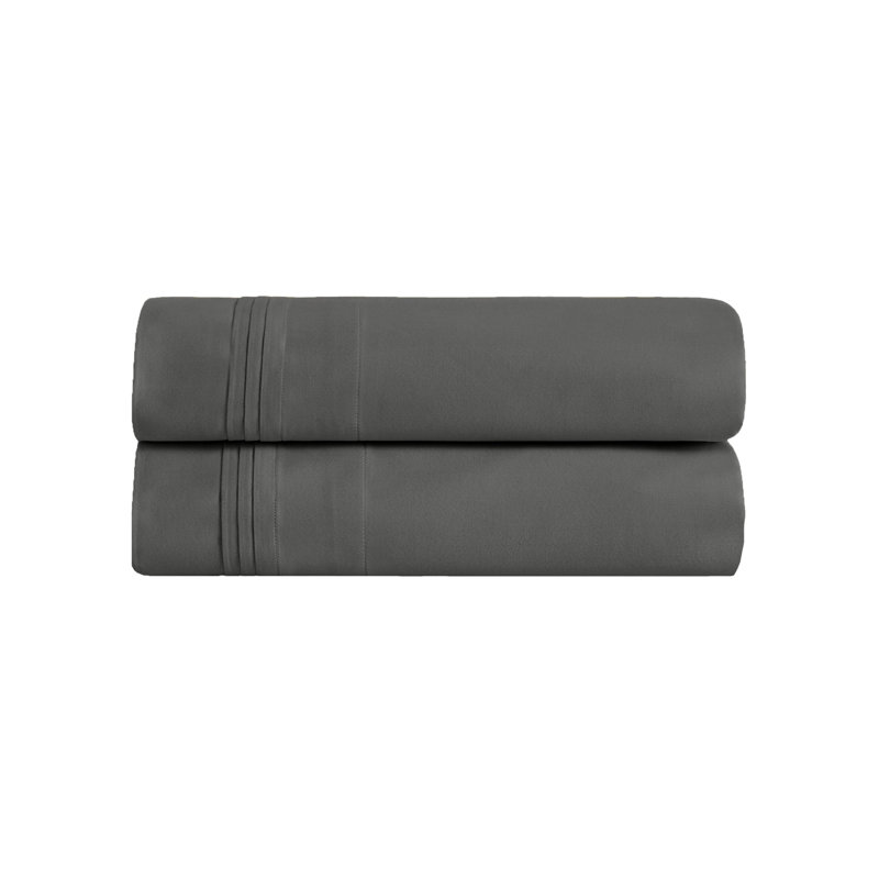 Ensemble de taies d'oreiller de couleur unie en coton égyptien certifié 650 fils Aldin, Très grand lit, Gris
