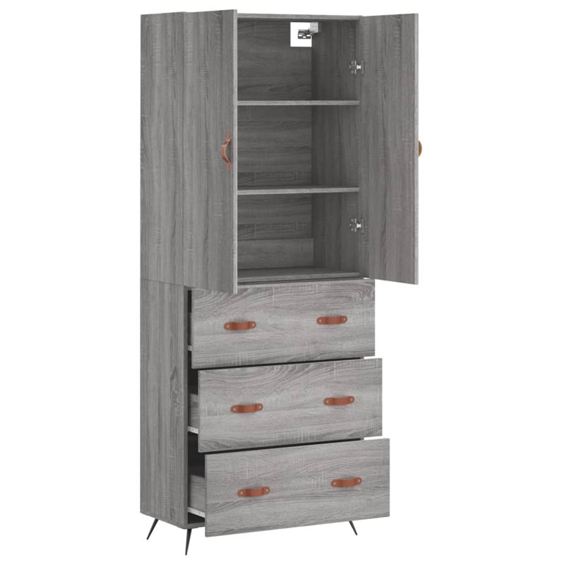 Bartholdi Highboard 69.5x34x180 cm Engineered Wood, Grey Sonoma
