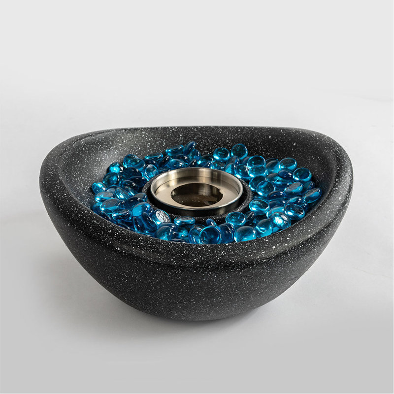 Tabletop Fire Pit, Black Portable Concrete Ethanol Fireplace