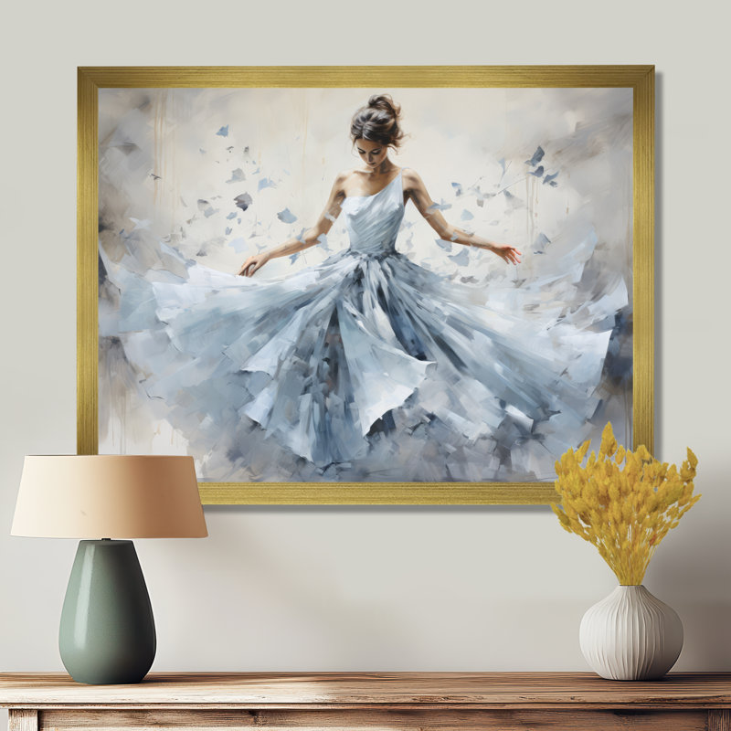 Blue Ballet Dance I - Ballet, impressions encadrées, H 24 po x l 32 po x P 1 po, Cadre doré simple
