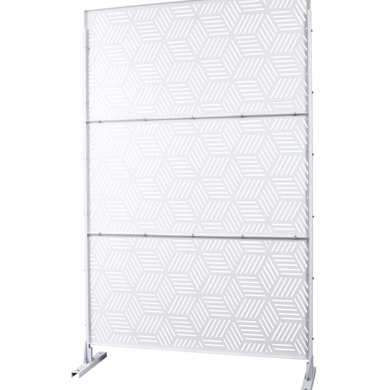 Paravent en métal 76 po H48 po, blanc - Élégant et privé 76 po 48 po, Blanc