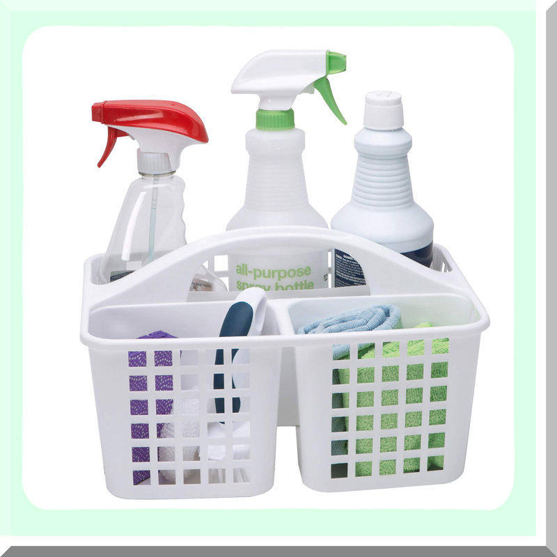 CompactCarry Utility Caddy - 3-Compartment Portable Storage Tote for Home & Dorm Organization, White