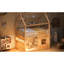 Lit de maison blanc en bois pleine grandeur avec tablette intégrée et cadre en forme de DEL pour une chambre à coucher confortable-130165029