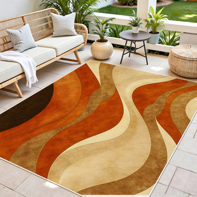  Area Rug Living Room Rugs 7x10ft Soft Indoor Carpet Modern Rug with Non Slip Rubber Backing for Under Dining Table Home，vintage warm wave
