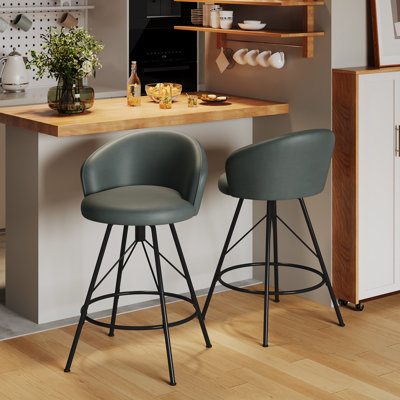 Upholstered Counter Stool With Metal Frame