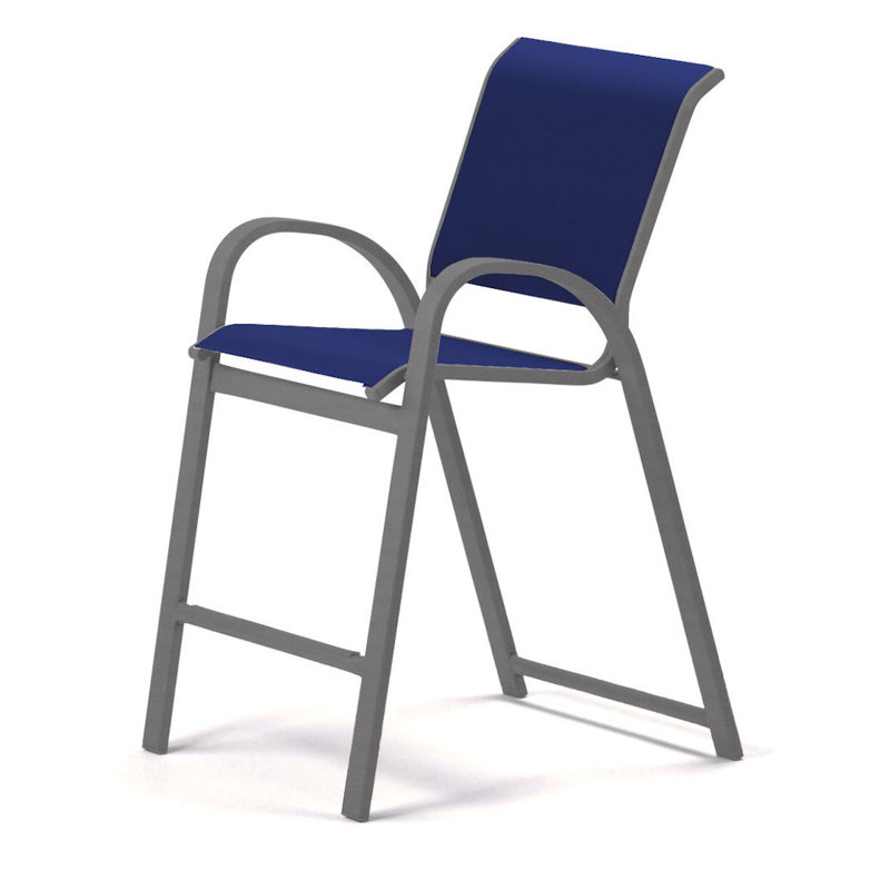 Tabouret de bar 42 po Holna, Atlantis bleu royal Sunbrella®, Graphite texturé