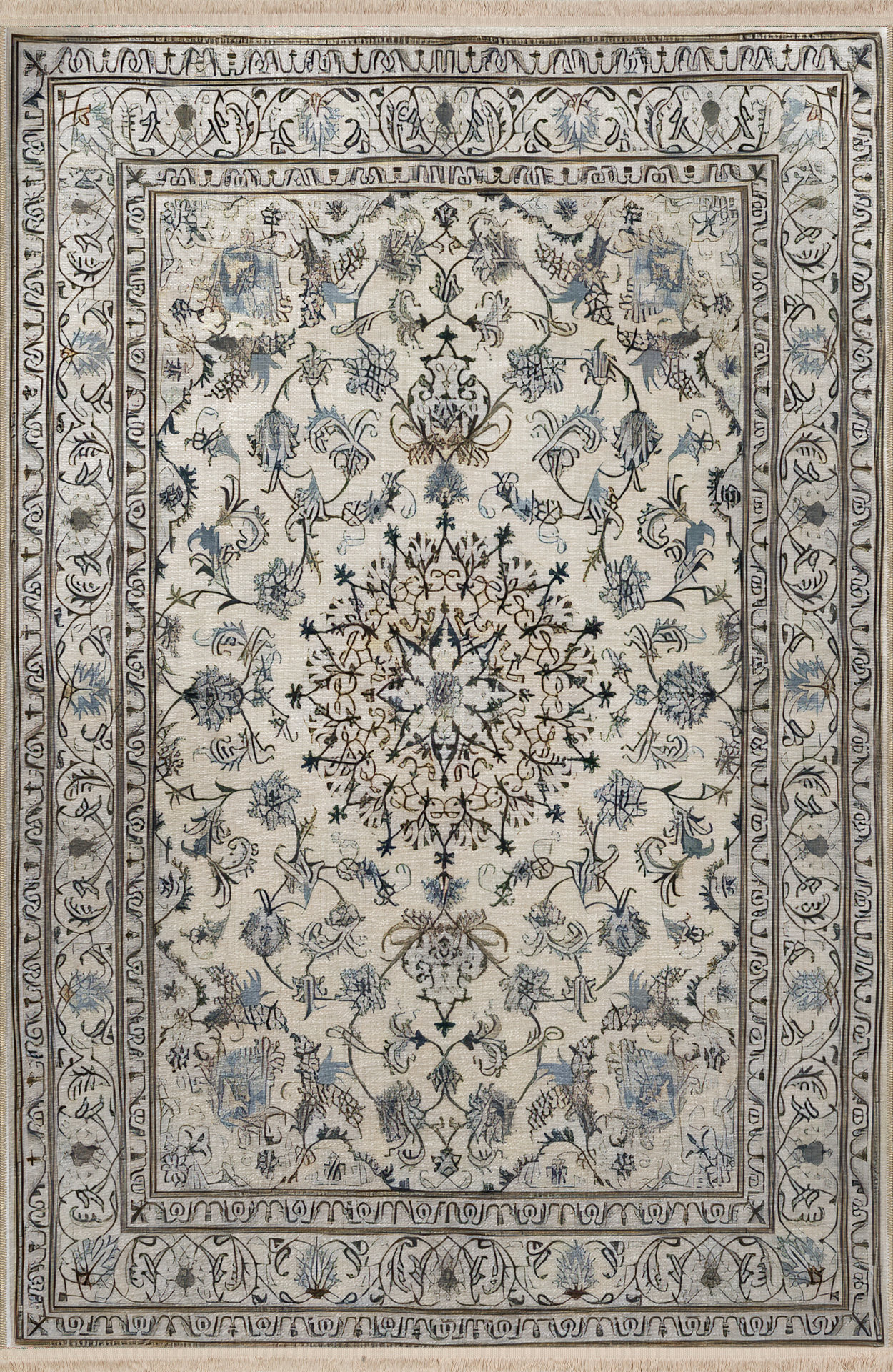 Bloomsbury Market Gray-Beige Themed Traditional Motif Ethnic Floral ...