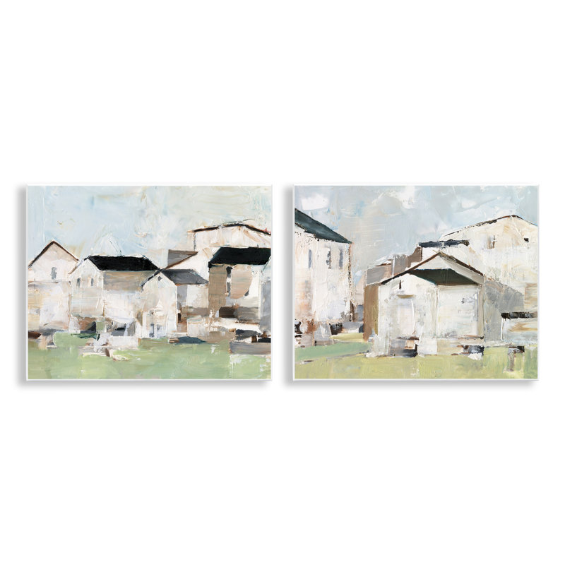  Cluster of Houses View Wall Plaque Art Set by Ethan Harper