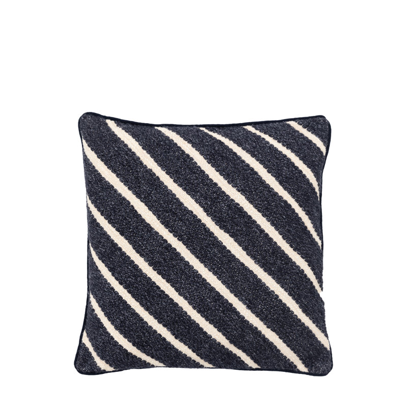 Square Cushion, Feather, Blue Striped