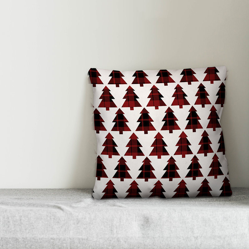  Plaid Trees Throw Pillow, Pillow Cover