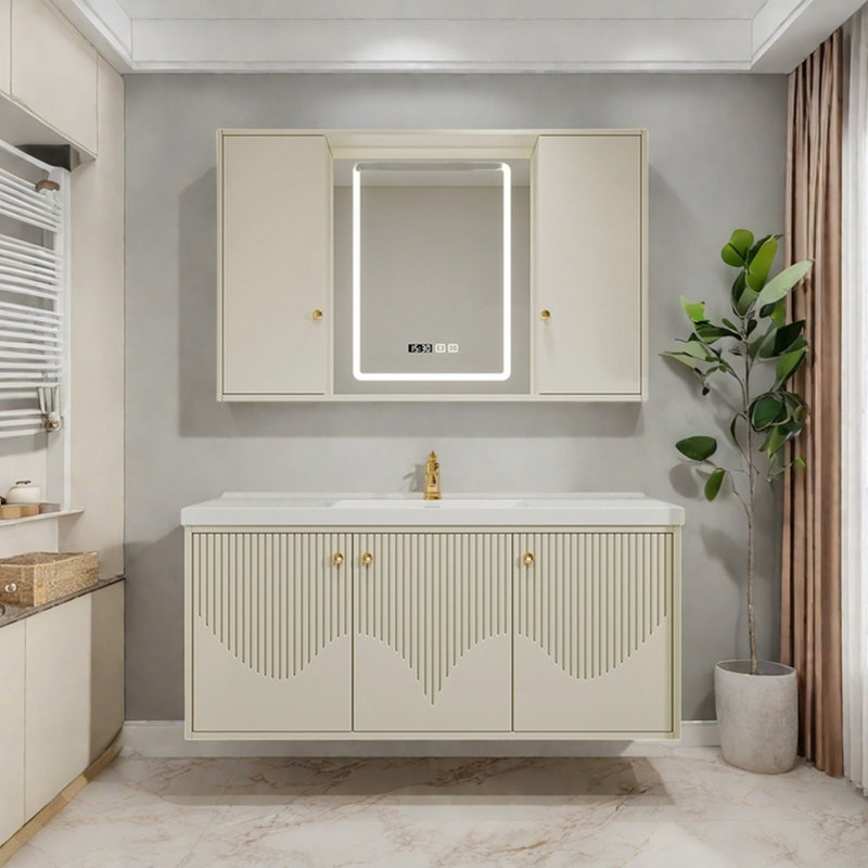 Light luxury modern simple style bathroom cabinet, Cream