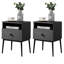 Ensemble de 2 tables de chevet grises avec tiroir et tablette ouverte, petites tables de chevet / tables d'appoint étroites pour chambre à coucher, salon, dortoir, appartement, entrée, bureau, tables de bout modernes avec rangement pour petits espaces-975567838-1055284710