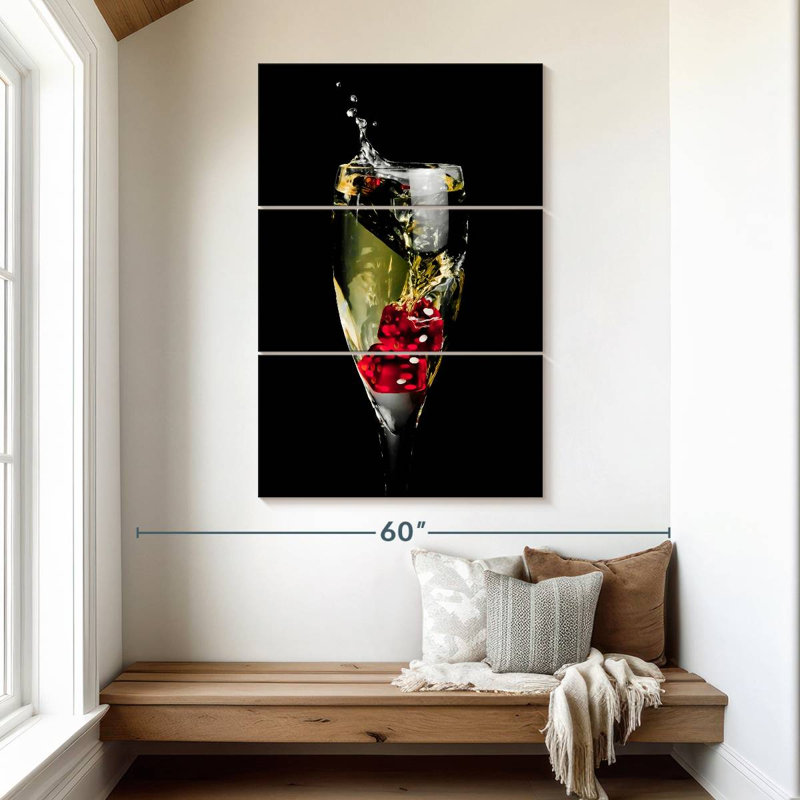 Dés rouges Senne en champagne, H 50 po x l 32 po