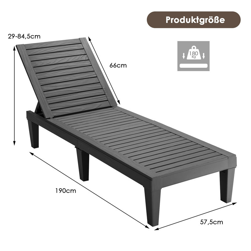 Hvidovre 190cm Long Reclining Single Chaise, Black