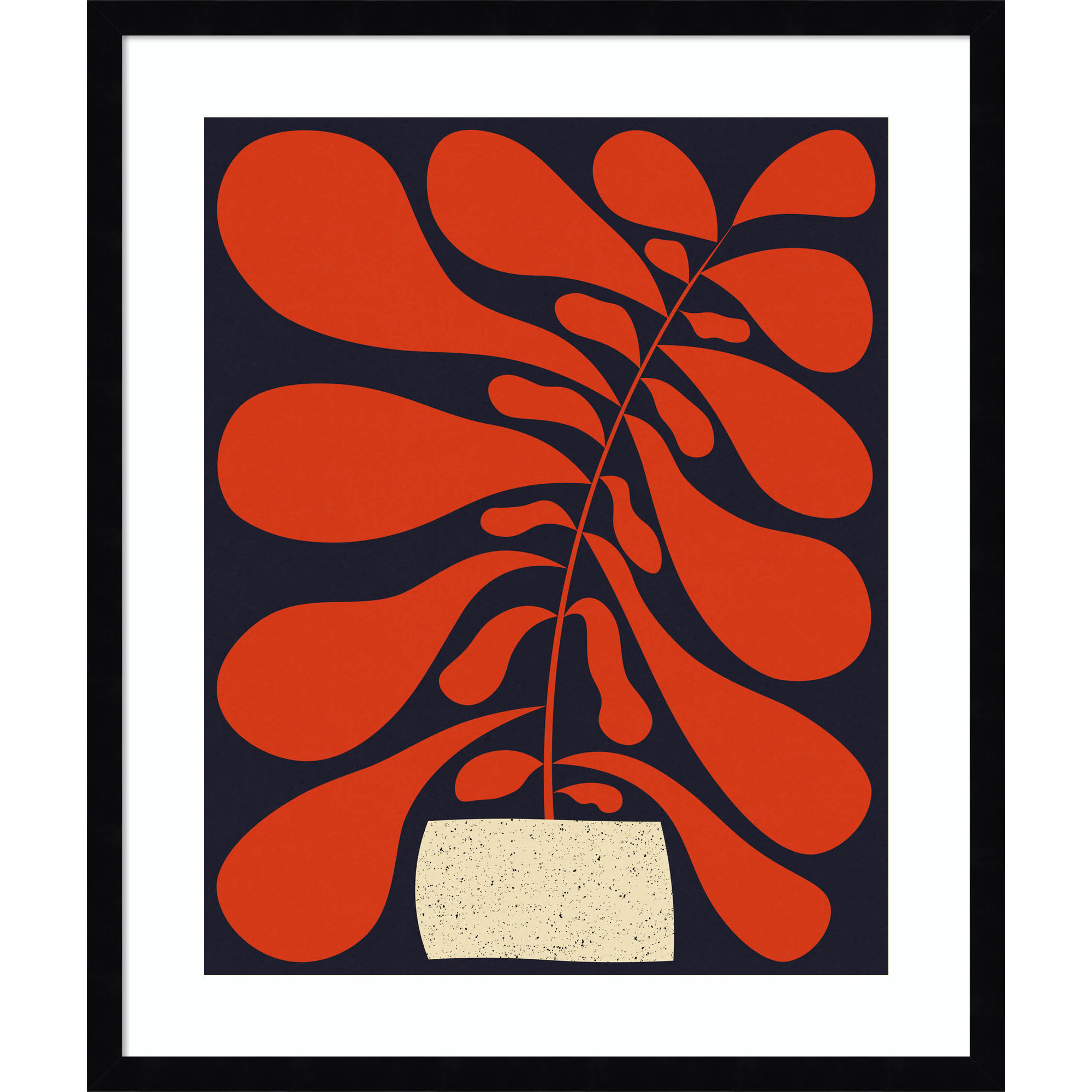 Lazy Plant No 1 by Alisa Galitsyna Wood Framed Wall Art Print, 25" H x 21" W, Black 