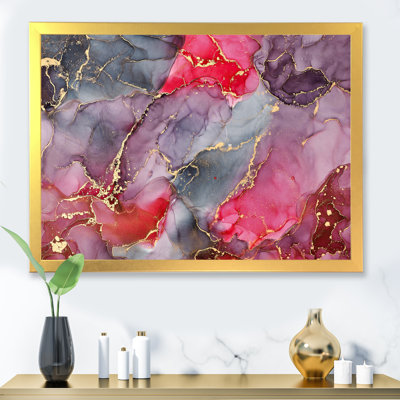 Fluide abstrait rouge et mauve - peinture sur toile