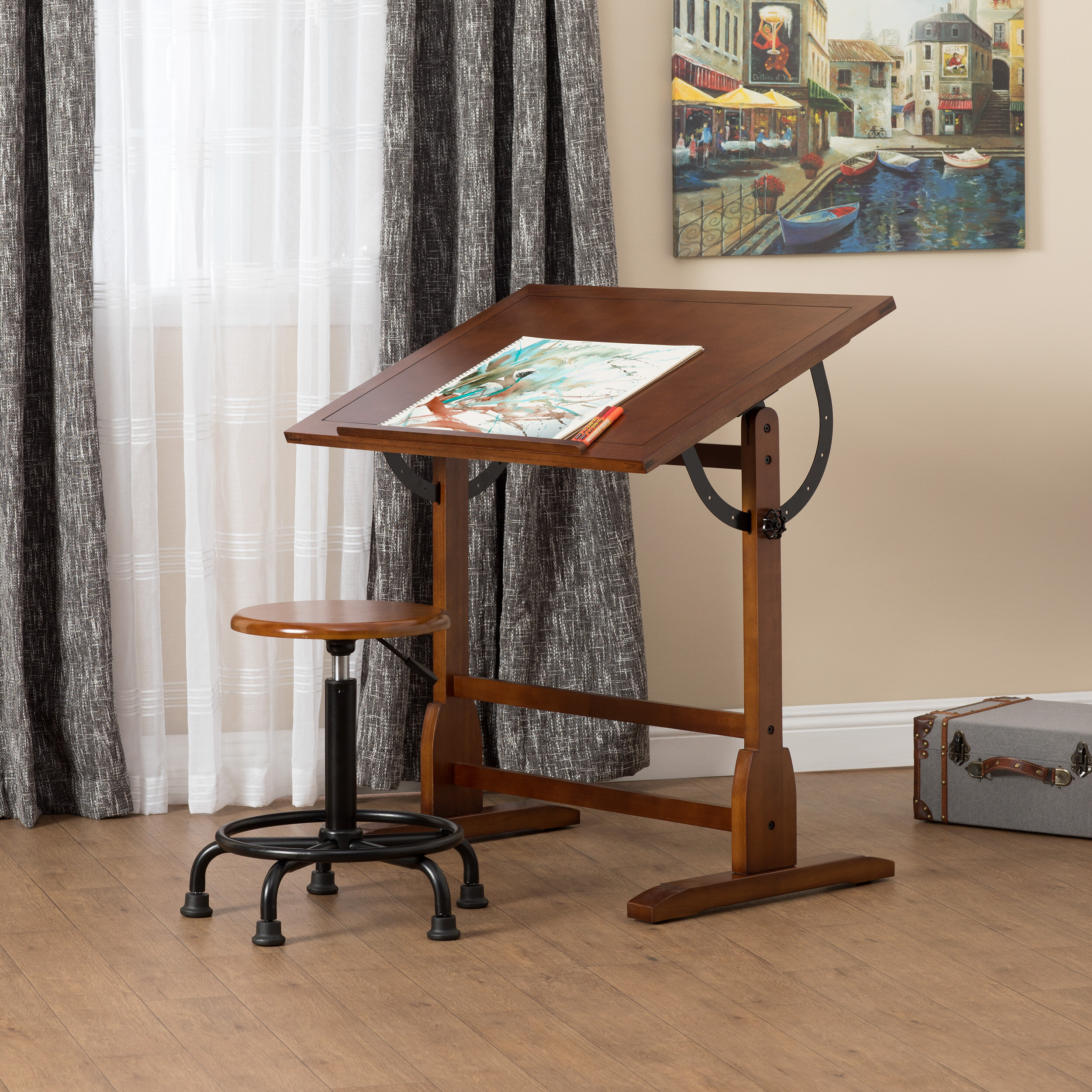 Inbox Zero Gumesindo Solid Wood Top Drafting Table & Reviews | Wayfair