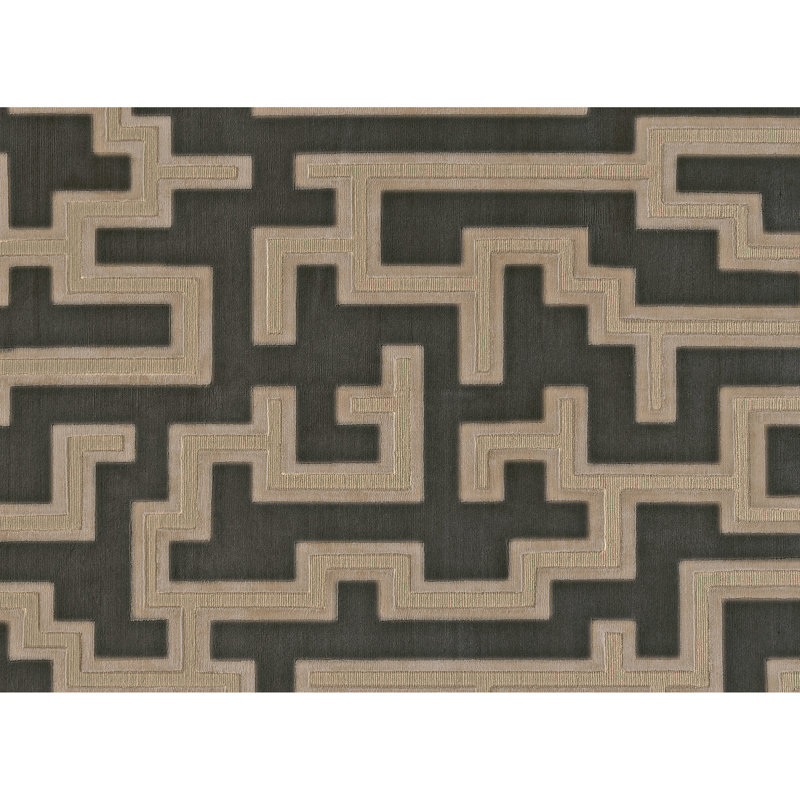 Geometric Area Rug in Brown/Black, Rectangle 9' x 12'