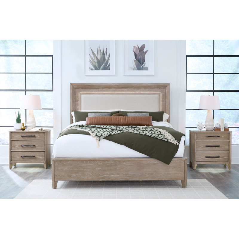 Queen Bed With 2 Nightstands, Queen, 3 Pcs: Bed, 2 Nightstands