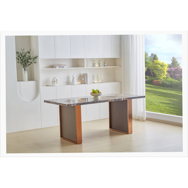 1 Piece Rectangular Dining Table without Chair, Brown/Gray