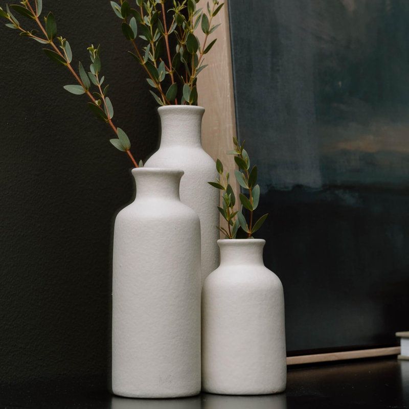 Ensemble de vases en céramique (3 pièces), Blanc mat