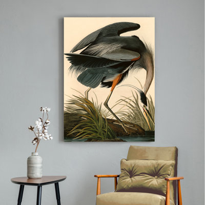 Great Blue Heron by John Audubon - Wrapped Canvas Painting
