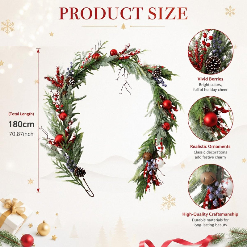 Guirlande 70,87 pouces Red Berry Christmas